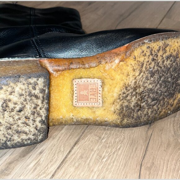 Frye Vintage Black Leather High Boots Women’s Size 12 - Picture 11 of 14